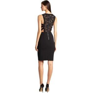 BCBGMaxAzria Black Lace Cutout Back Sheath Cocktail Dress